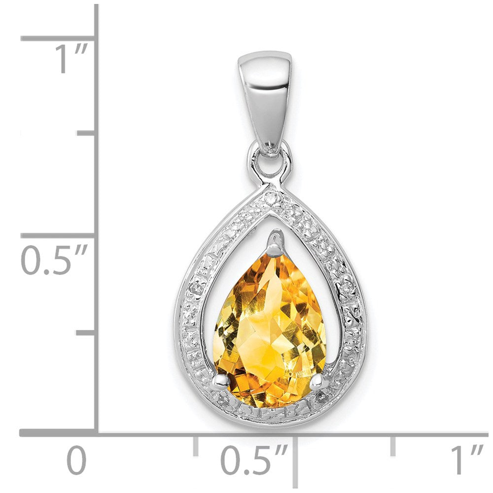 Sterlingsilber Rhodium Citrin & Diamant Anhänger