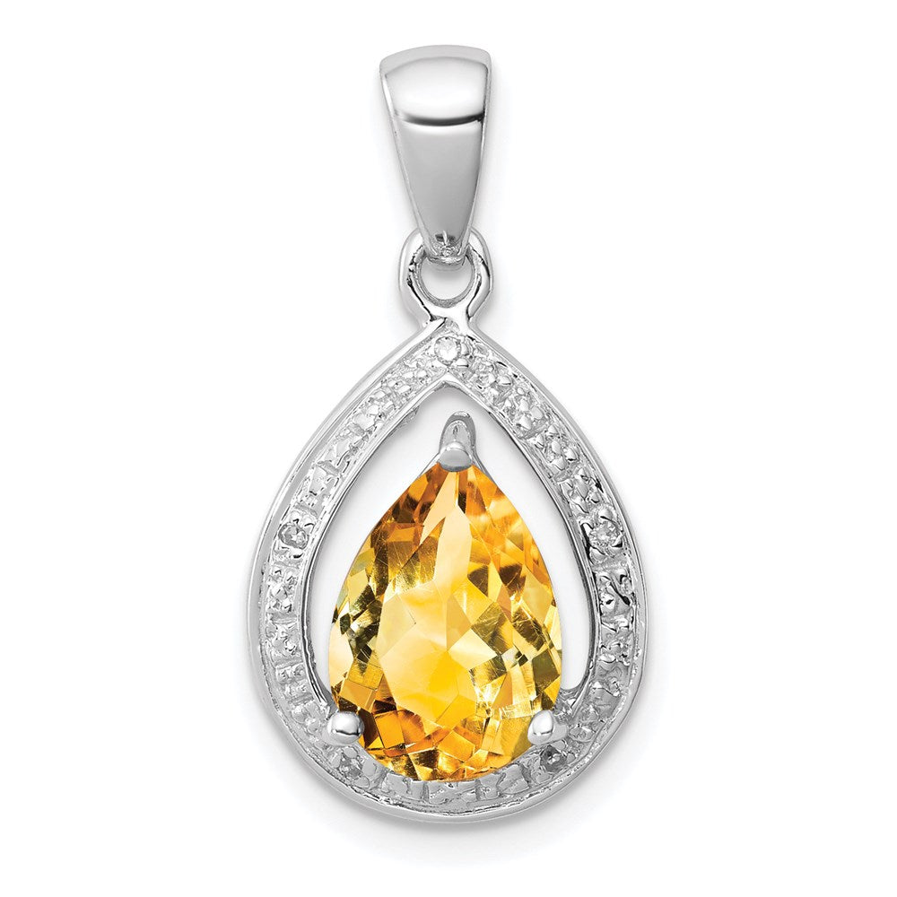 Sterlingsilber Rhodium Citrin & Diamant Anhänger