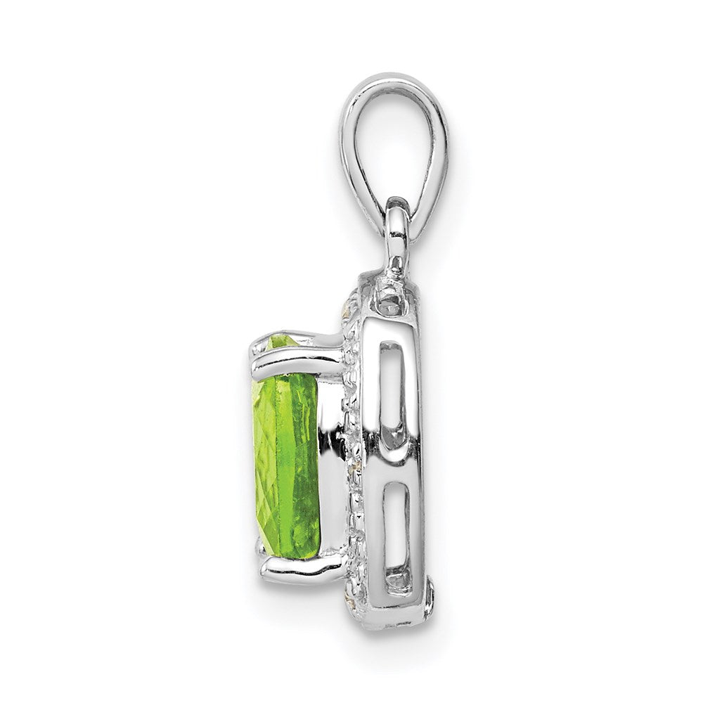 Sterlingsilber Rhodiniert Peridot und Diamant Anhänger