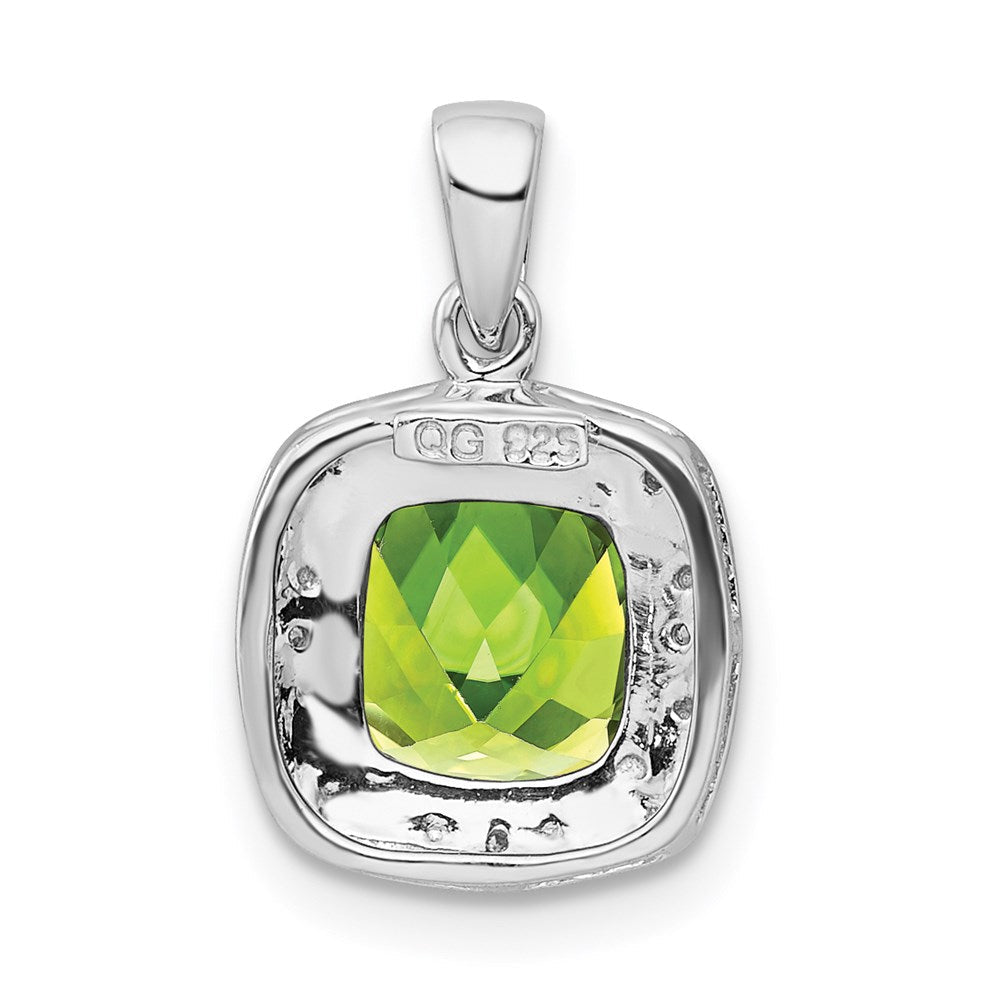 Sterlingsilber Rhodiniert Peridot und Diamant Anhänger