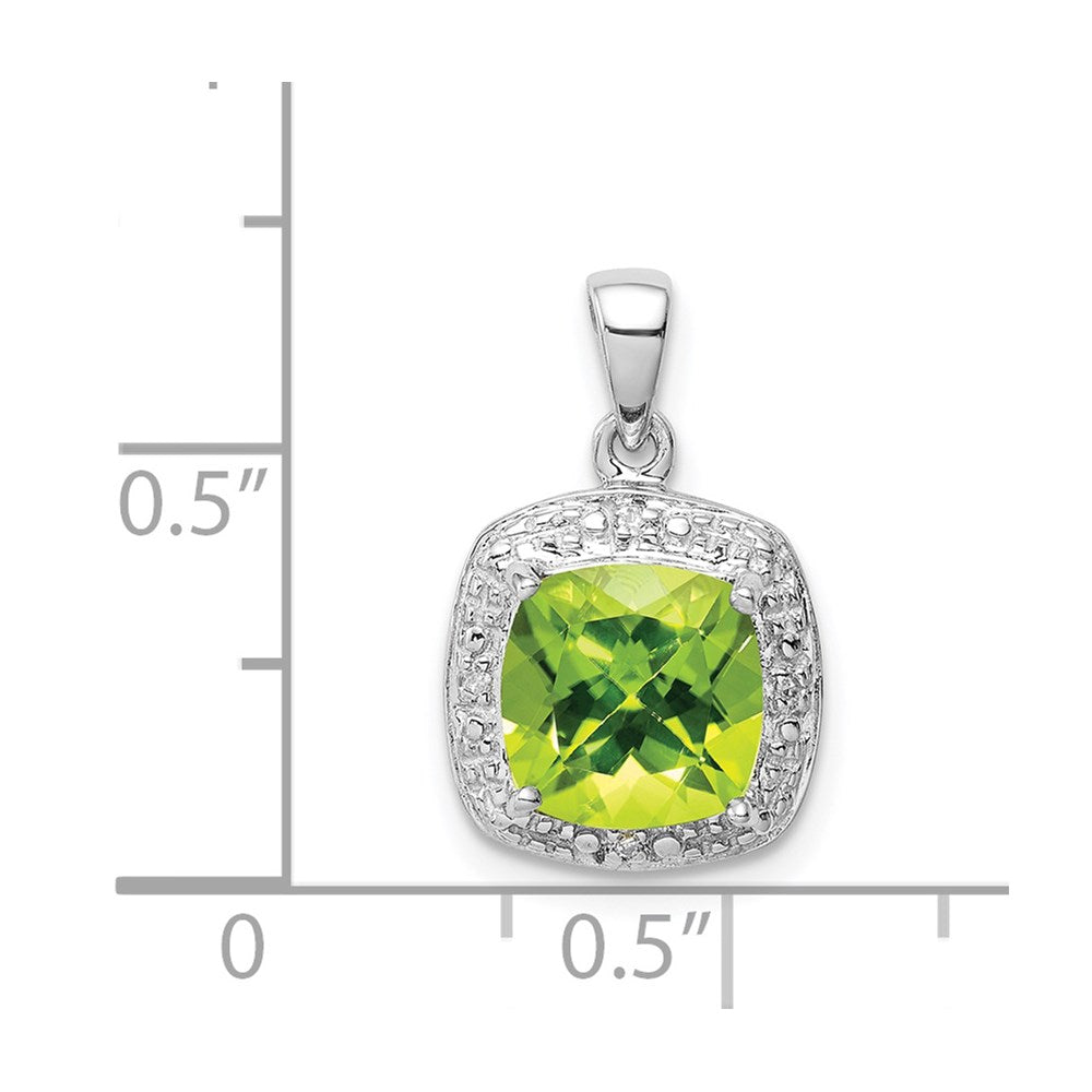 Sterlingsilber Rhodiniert Peridot und Diamant Anhänger