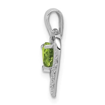 Sterlingsilber Rhodiniert Peridot und Diamant Herz Anhänger