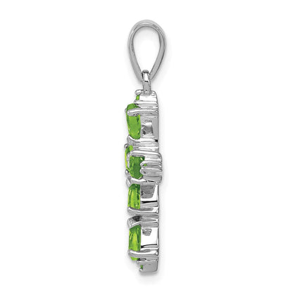 Sterlingsilber Rhodiniert Peridot Kreuz Anhänger
