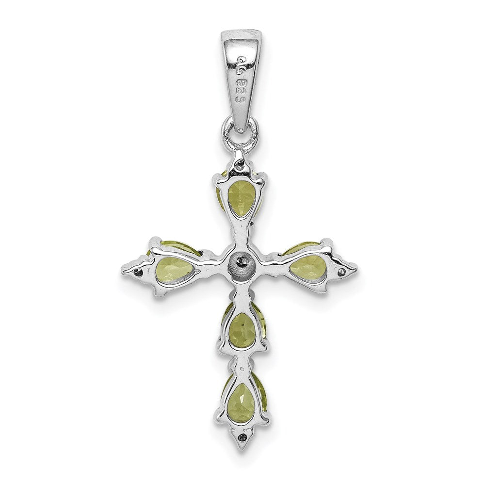 Sterlingsilber Rhodiniert Peridot Kreuz Anhänger