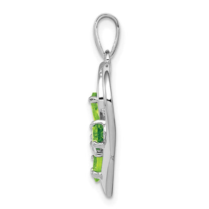 Sterlingsilber Rhodiniert Peridot und Diamant Schmetterling Herz Anhänger