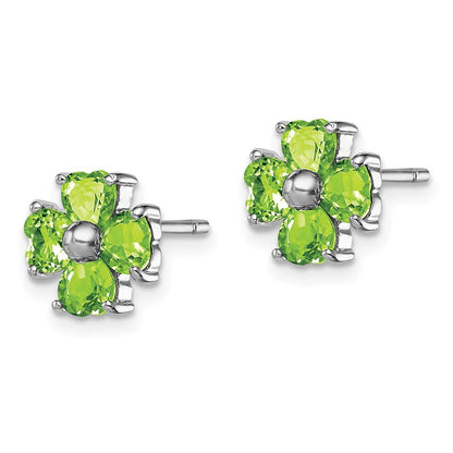 Sterlingsilber Rhodiniert Peridot Blume Ohrstecker