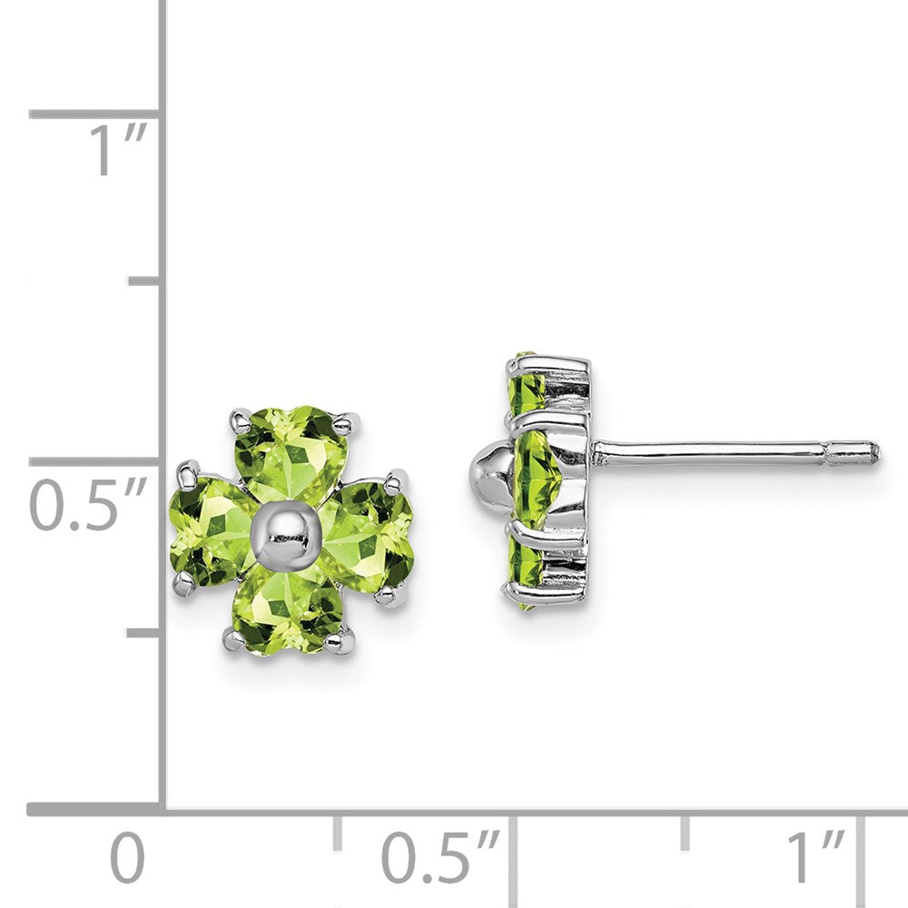 Sterlingsilber Rhodiniert Peridot Blume Ohrstecker