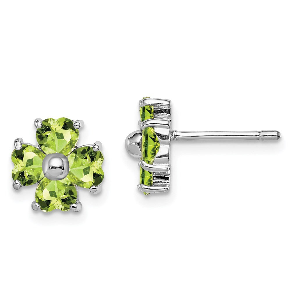 Sterlingsilber Rhodiniert Peridot Blume Ohrstecker