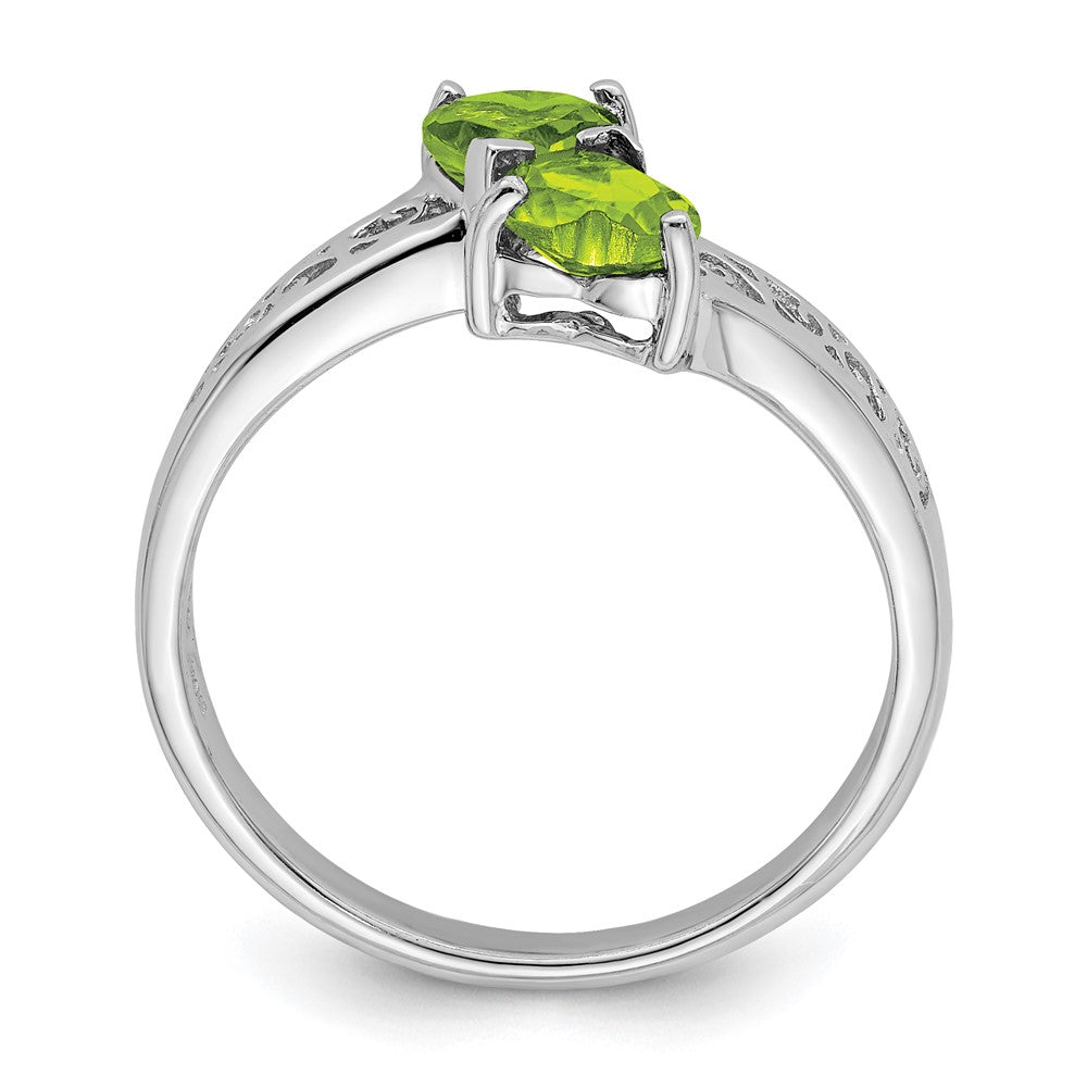 Sterlingsilber Rhodium Peridot Herz Ring