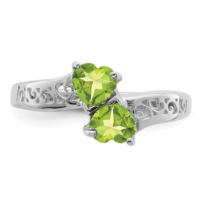 Sterlingsilber Rhodium Peridot Herz Ring