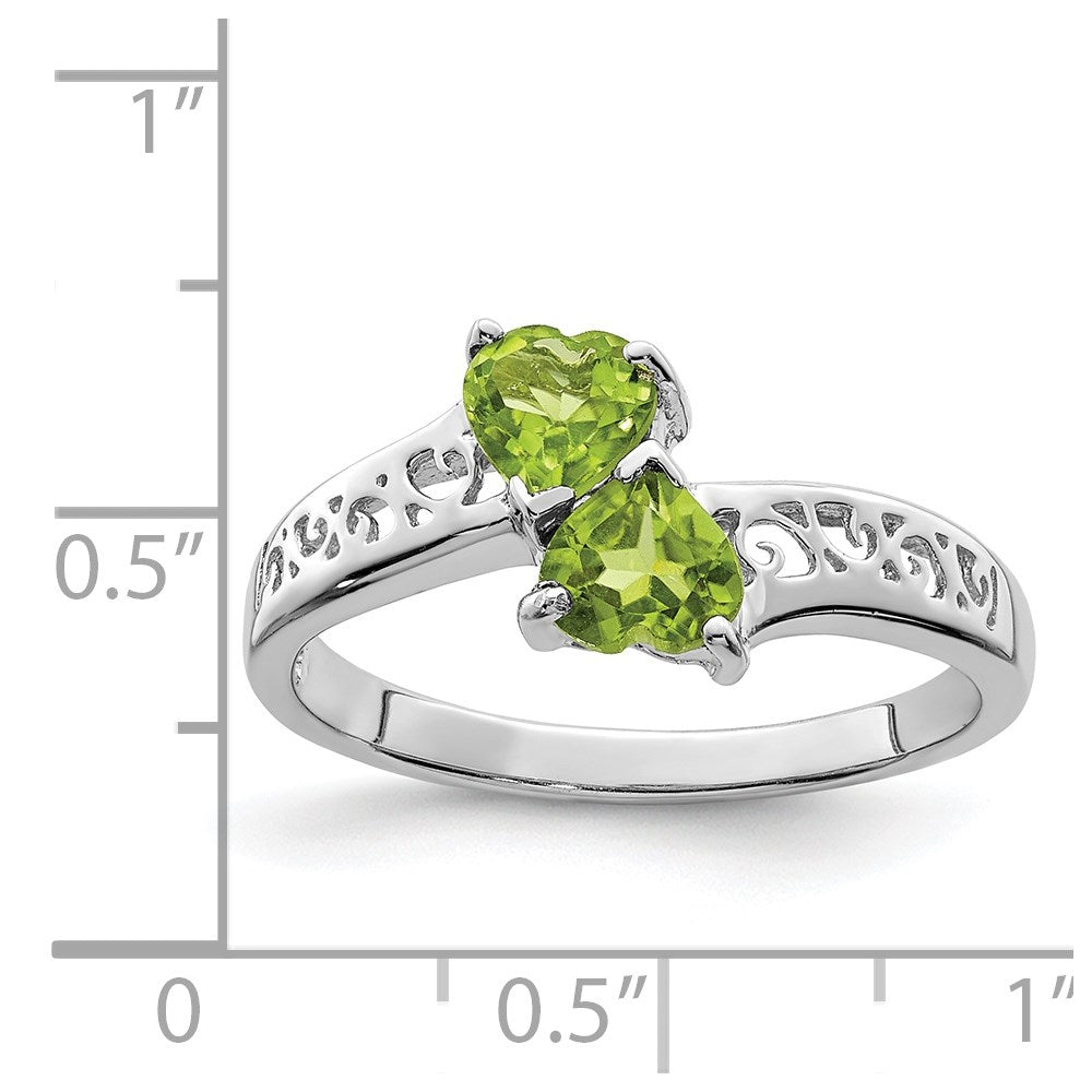 Sterlingsilber Rhodium Peridot Herz Ring