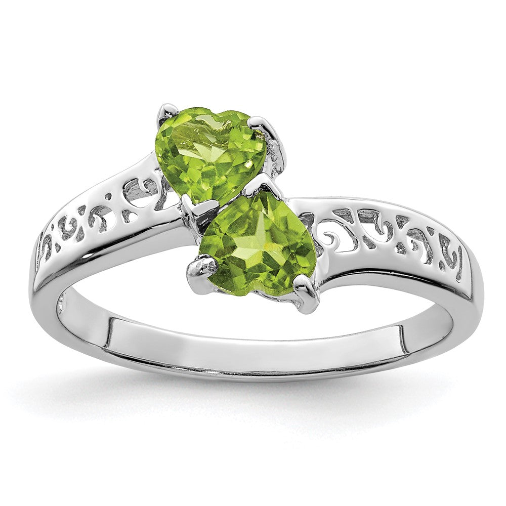 Sterlingsilber Rhodium Peridot Herz Ring