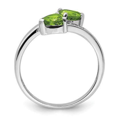 Sterlingsilber Rhodium Peridot & Diamant Herz Ring