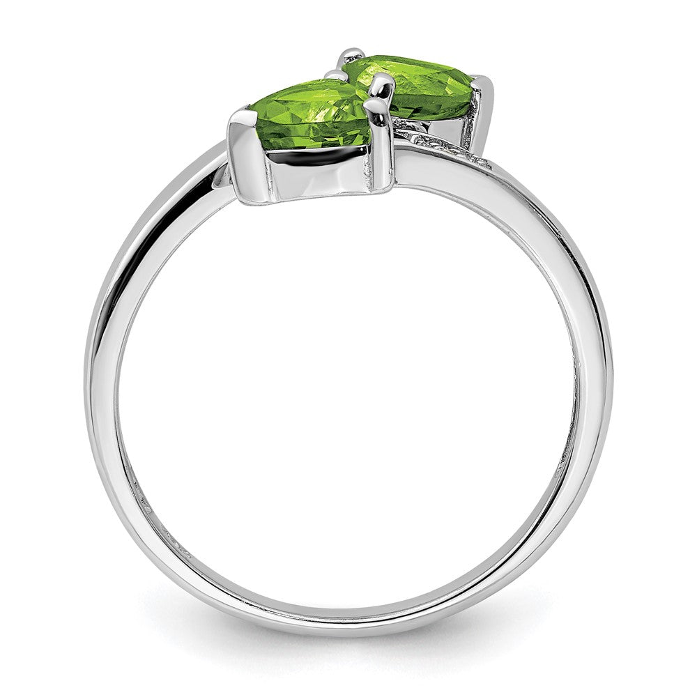 Sterlingsilber Rhodium Peridot & Diamant Herz Ring