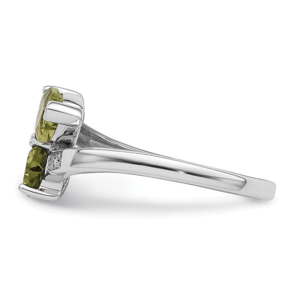 Sterlingsilber Rhodium Peridot & Diamant Herz Ring