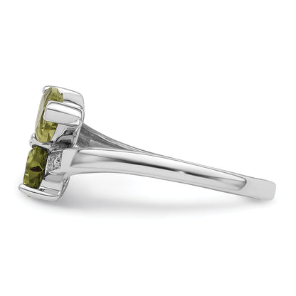 Sterlingsilber Rhodium Peridot & Diamant Herz Ring