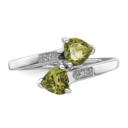 Sterlingsilber Rhodium Peridot & Diamant Herz Ring