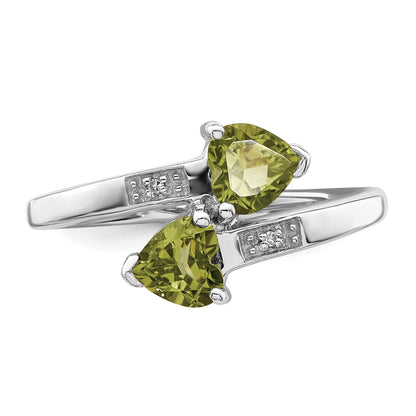 Sterlingsilber Rhodium Peridot & Diamant Herz Ring