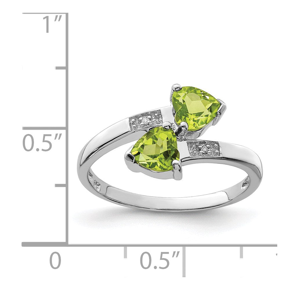 Sterlingsilber Rhodium Peridot & Diamant Herz Ring