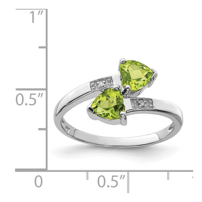 Sterlingsilber Rhodium Peridot & Diamant Herz Ring