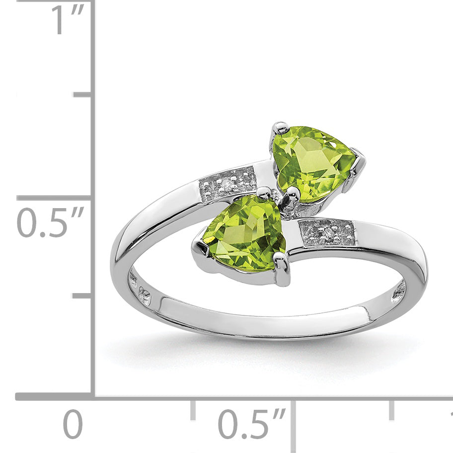Sterlingsilber Rhodium Peridot & Diamant Herz Ring