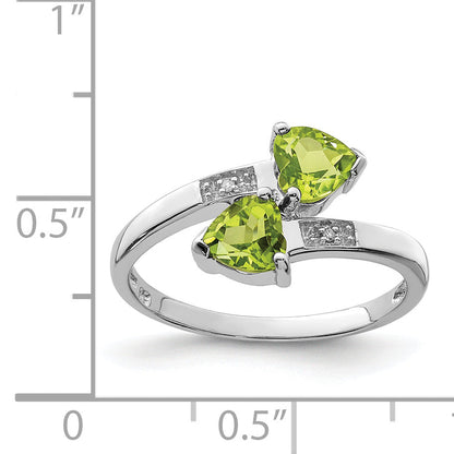 Sterlingsilber Rhodium Peridot & Diamant Herz Ring