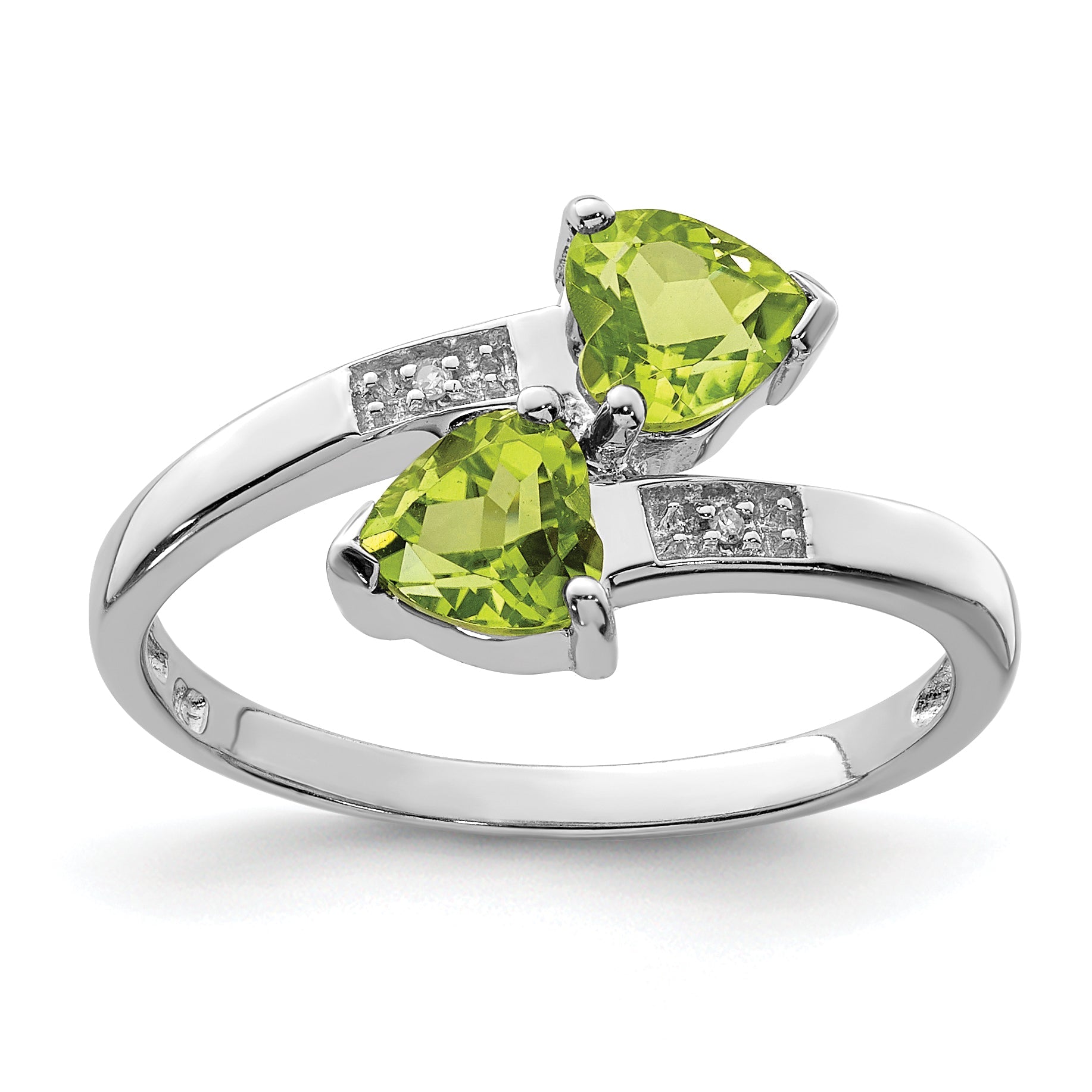 Sterlingsilber Rhodium Peridot & Diamant Herz Ring