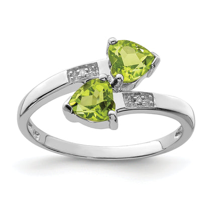 Sterlingsilber Rhodium Peridot & Diamant Herz Ring