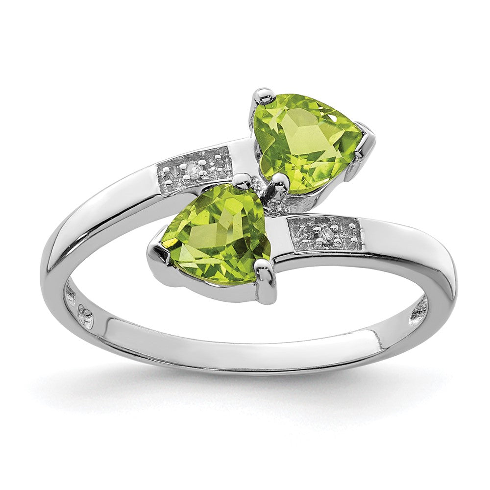 Sterlingsilber Rhodium Peridot & Diamant Herz Ring