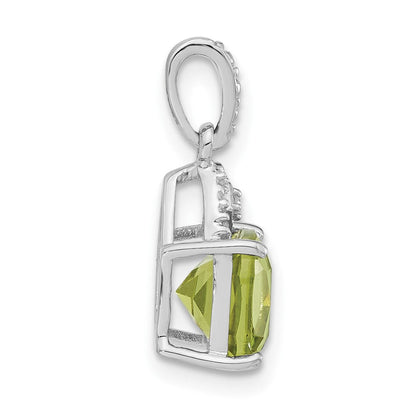 Sterlingsilber Rhodiniert Poliert Peridot & Diamant Anhänger