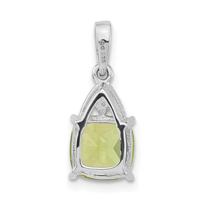 Sterlingsilber Rhodiniert Poliert Peridot & Diamant Anhänger