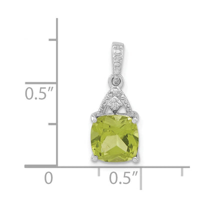 Sterlingsilber Rhodiniert Poliert Peridot & Diamant Anhänger