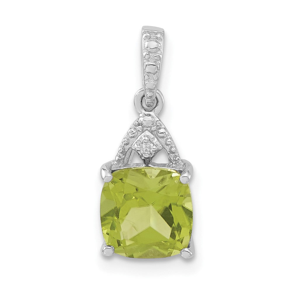 Sterlingsilber Rhodiniert Poliert Peridot & Diamant Anhänger