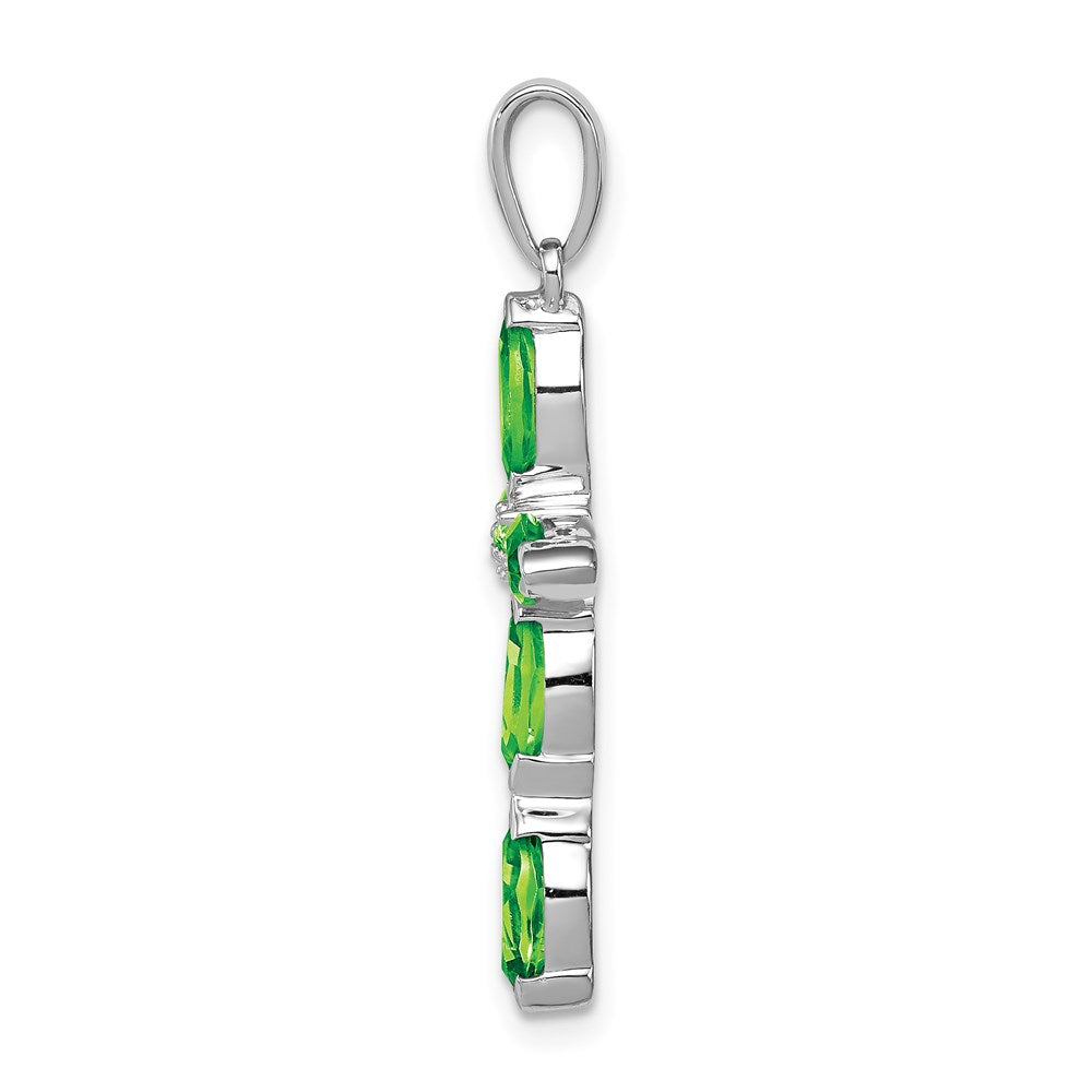 Sterlingsilber Rhodiniert Peridot und Diamant Kreuz Anhänger