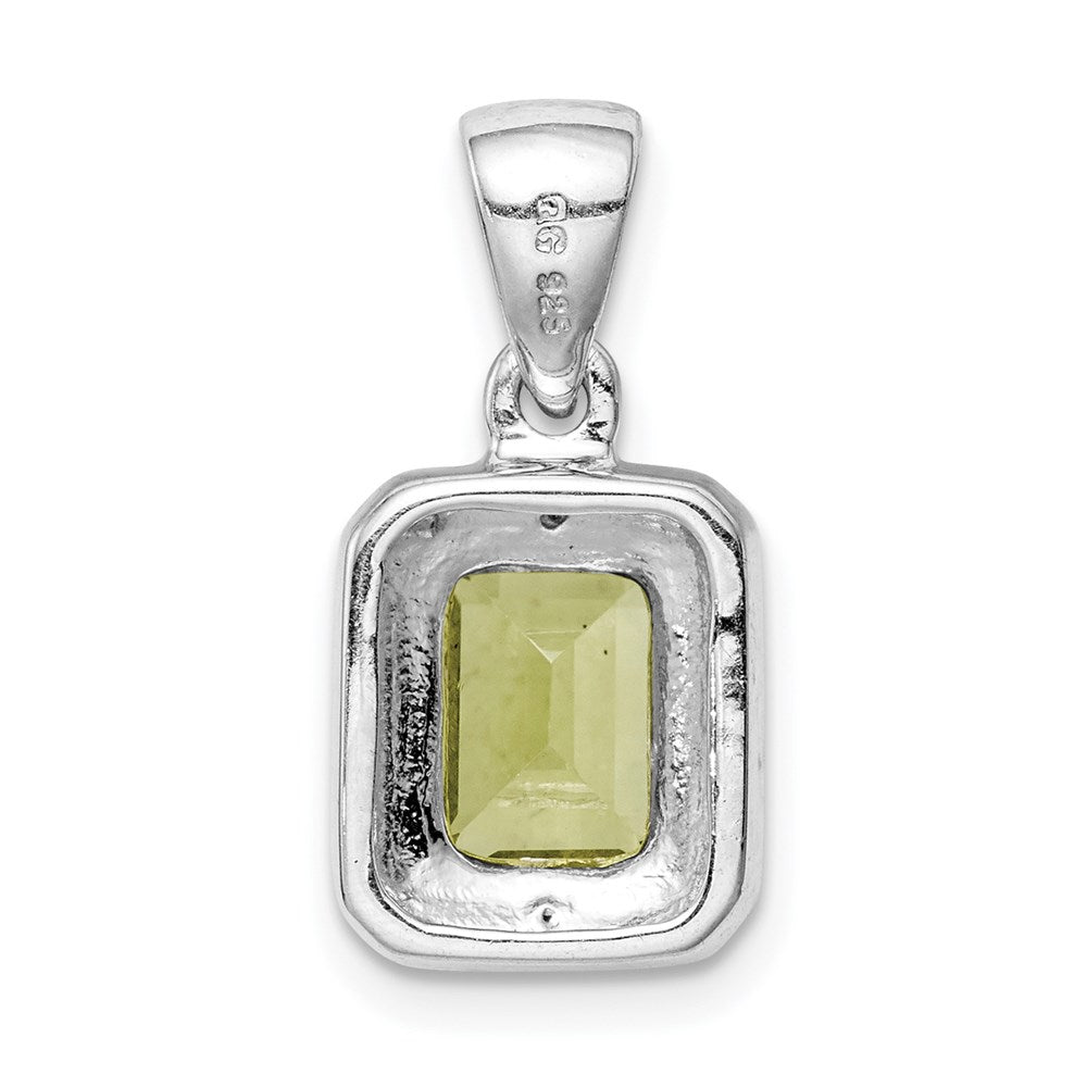 Sterlingsilber Rhodiniert Smaragd-cut Peridot und Diamant Anhänger