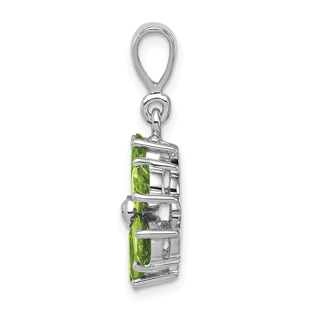 Sterlingsilber Rhodiniert Peridot und Diamant Blume Anhänger