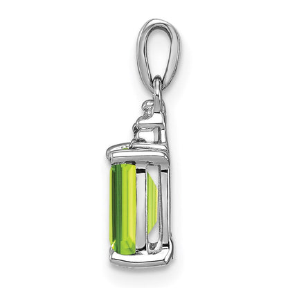 Sterlingsilber Rhodiniert Peridot und Diamant Anhänger