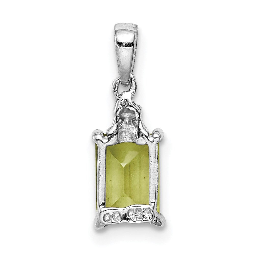 Sterlingsilber Rhodiniert Peridot und Diamant Anhänger