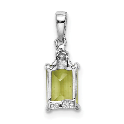 Sterlingsilber Rhodiniert Peridot und Diamant Anhänger