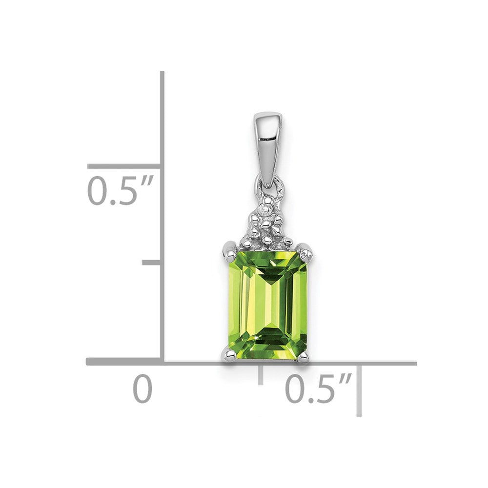 Sterlingsilber Rhodiniert Peridot und Diamant Anhänger