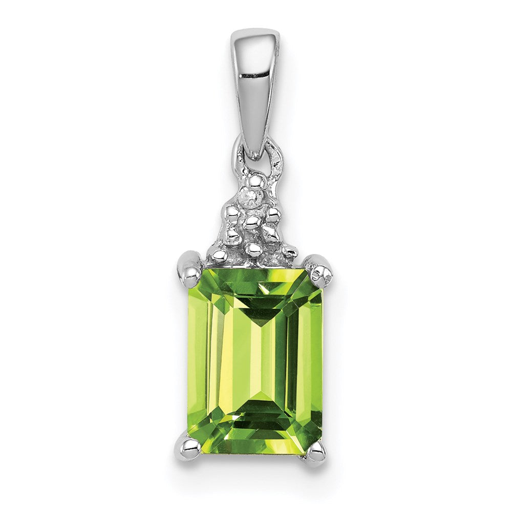 Sterlingsilber Rhodiniert Peridot und Diamant Anhänger