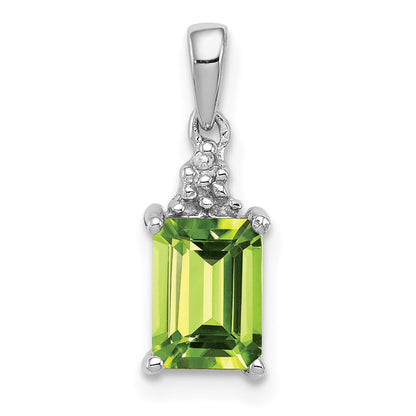 Sterlingsilber Rhodiniert Peridot und Diamant Anhänger
