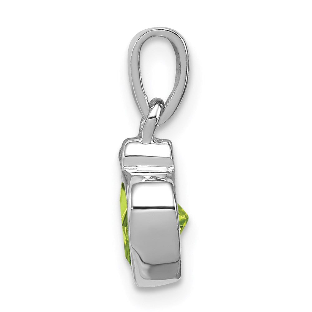 Sterlingsilber Rhodiniert Peridot und Diamant Anhänger