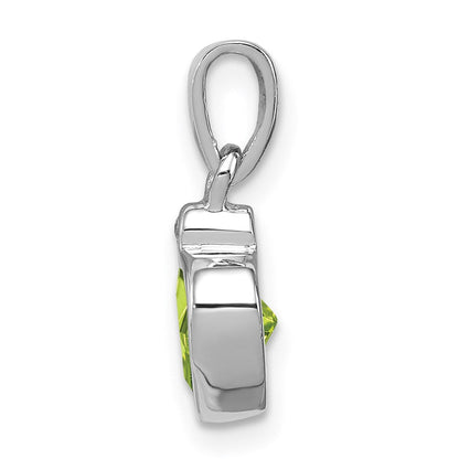 Sterlingsilber Rhodiniert Peridot und Diamant Anhänger