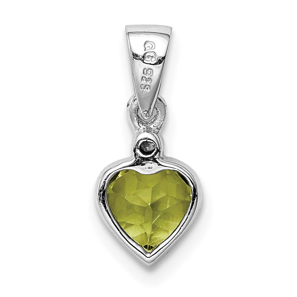 Sterlingsilber Rhodiniert Peridot und Diamant Anhänger