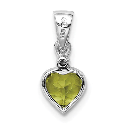 Sterlingsilber Rhodiniert Peridot und Diamant Anhänger