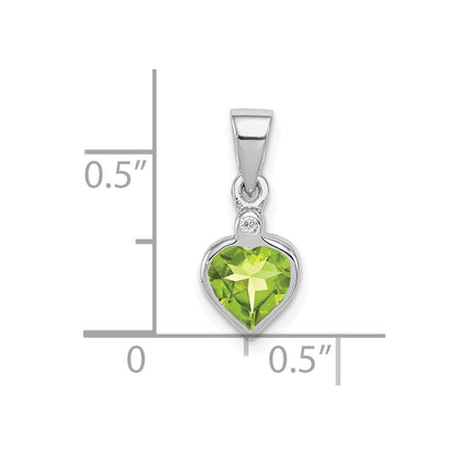 Sterlingsilber Rhodiniert Peridot und Diamant Anhänger
