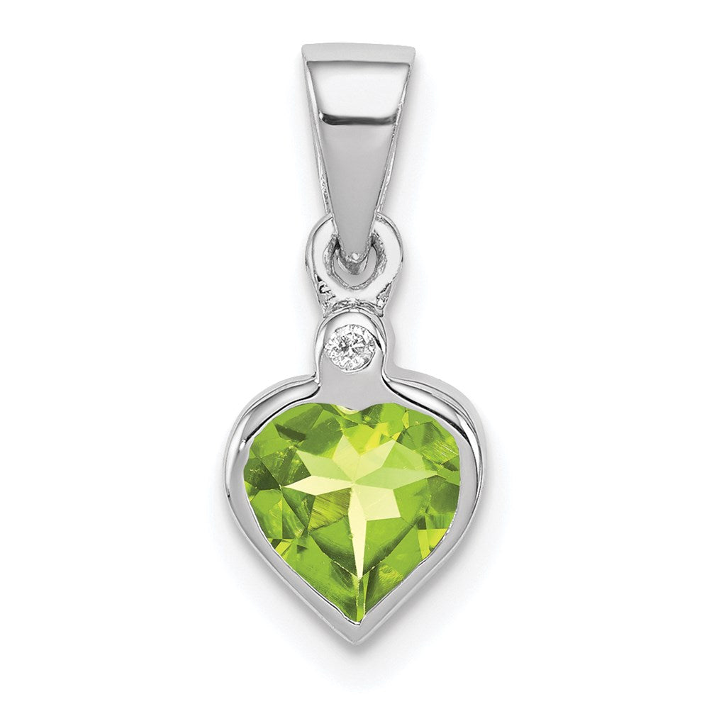 Sterlingsilber Rhodiniert Peridot und Diamant Anhänger