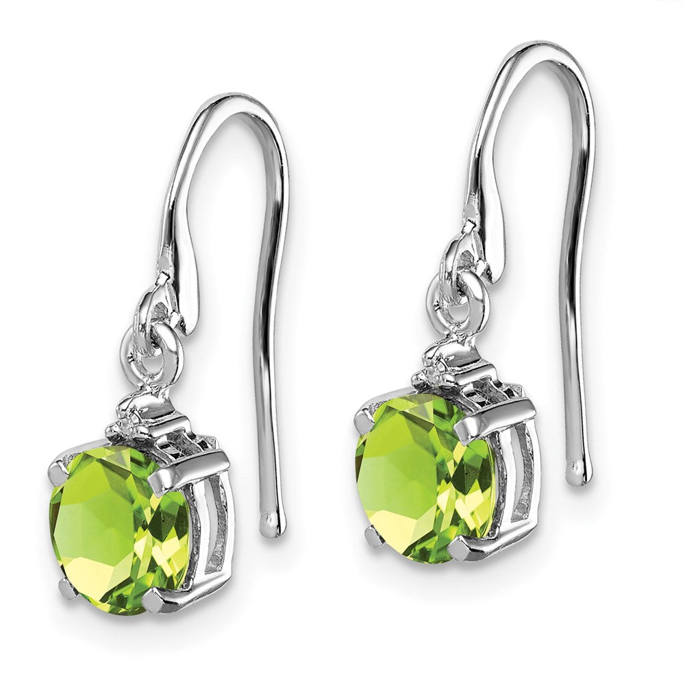 Sterlingsilber Rhodiniert Rund Peridot und Diamant Draht Ohrringe