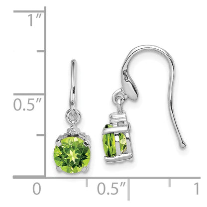 Sterlingsilber Rhodiniert Rund Peridot und Diamant Draht Ohrringe
